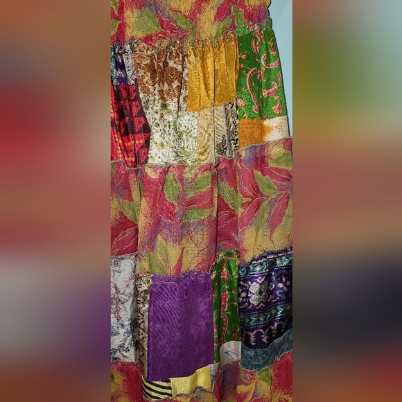 Patchwork 100% silk dress / skirt - Picture 3 of 15